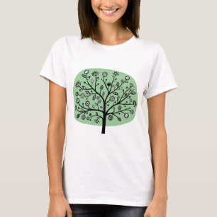 Stilisierte Blume Tree - verblasste Grün T-Shirt