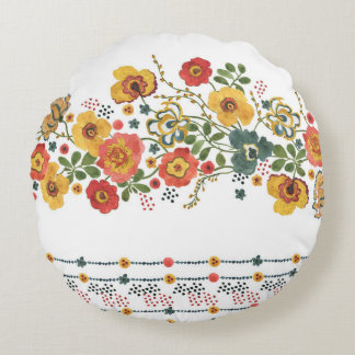 Stilisierte Blüte: Aquarell Nahtloses Design. Rundes Kissen