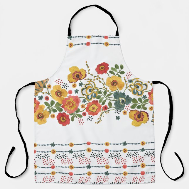 Stilisierte Blüte: Aquarell Nahtloses Design. Schürze (Vorderseite)