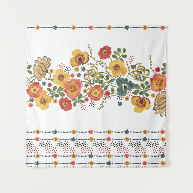 Stilisierte Blüte: Aquarell Nahtloses Design. Wandteppich (Vorderseite)