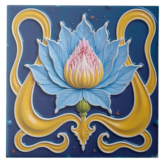 Stilisierte Blüte in der Natur Fliese (Vorderseite)