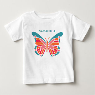 Stilisierte Butterfly-individuelle Name-Kleidung Baby T-shirt