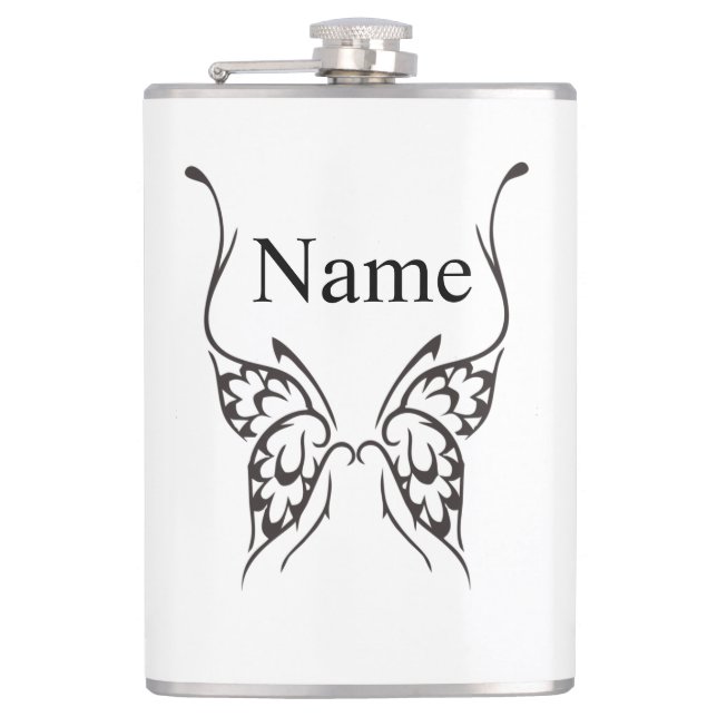 Stilisierte Butterfly Tattoo Thunder_Cove Flachmann (Vorderseite)