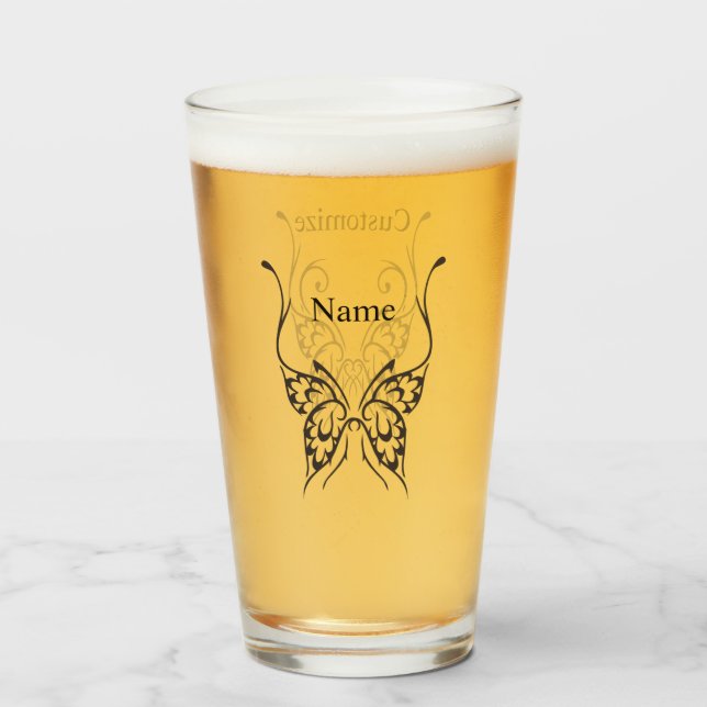 Stilisierte Butterfly Tattoo Thunder_Cove Glas (Vorne (Gefüllt))