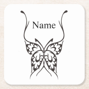 Stilisierte Butterfly Tattoo Thunder_Cove Rechteckiger Pappuntersetzer