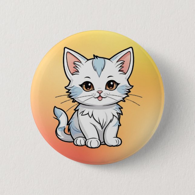 Stilisierte Cat Cartoon Line Art Design-52316 Button (Vorderseite)