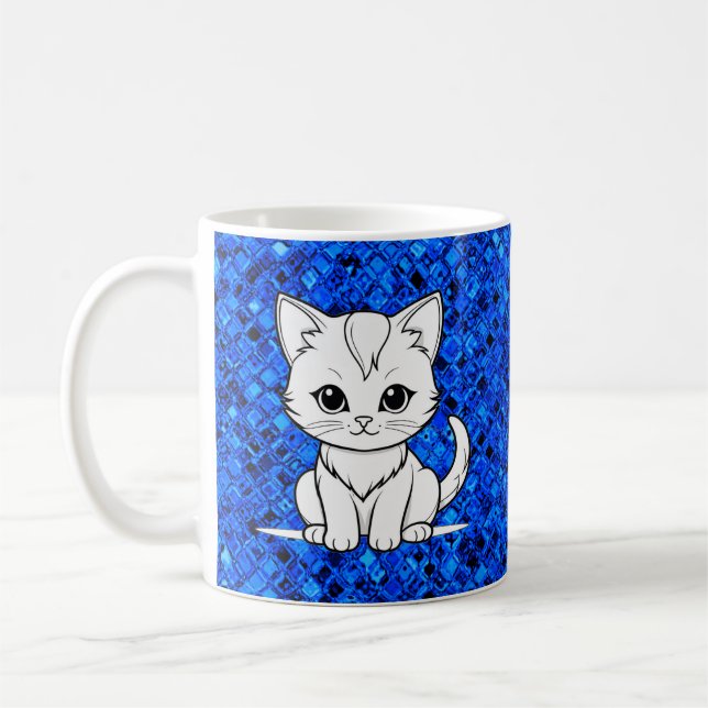 Stilisierte Cat Kitten Line Art Design-52315 Kaffeetasse (Links)