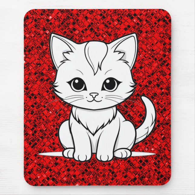 Stilisierte Cat Kitten Line Art Design-52315 Mousepad (Vorne)