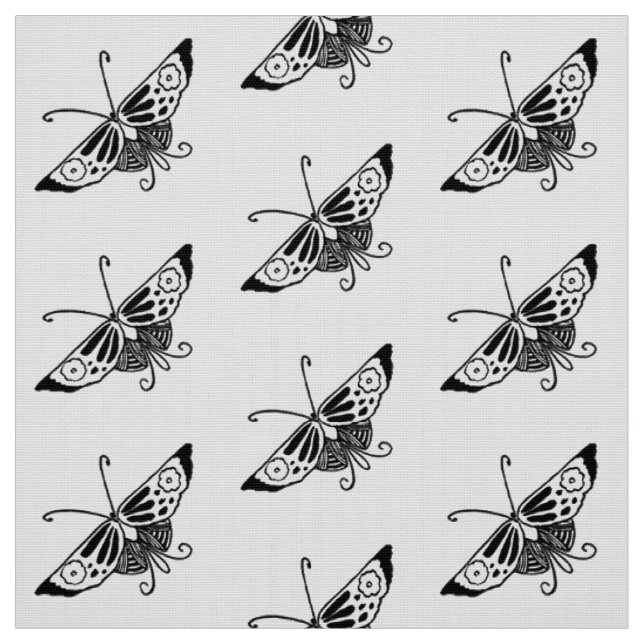 Stilisierte Deko Butterfly, Black and White Stoff (Muster)