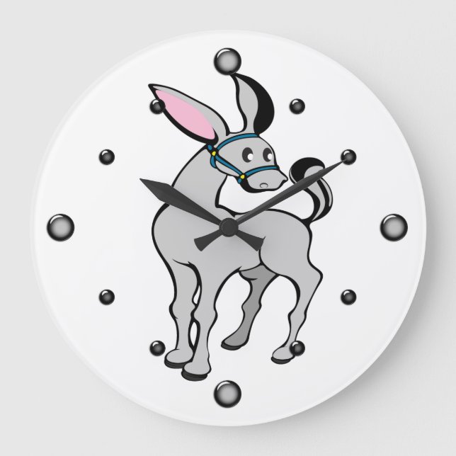 Stilisierte Donkey-Wandklemme Große Wanduhr (Vorderseite)