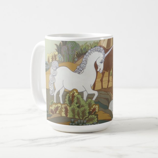 Stilisierte Einhorn und Pferd Kaffeetasse (Vorderseite Links)