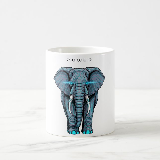 Stilisierte Elefantengrafik mit Machtthema Kaffeetasse (Mittel)