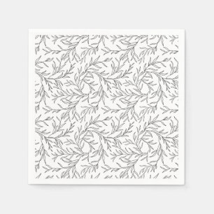 Stilisierte elegante lineare Zweige mit Blättern Serviette