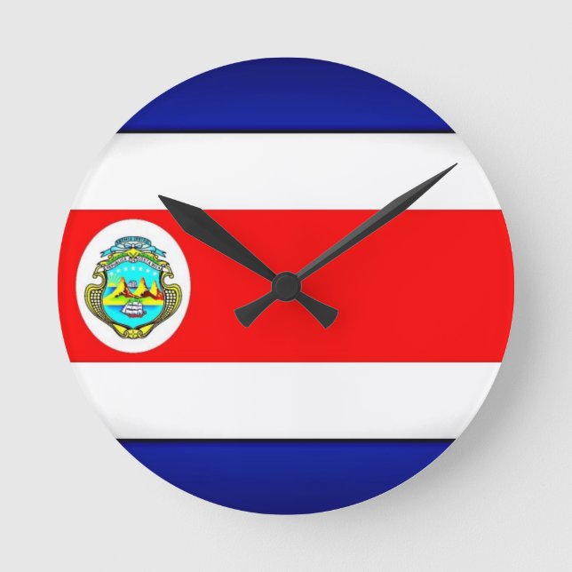 Stilisierte Fahne Costa Rica Runde Wanduhr (Vorderseite)