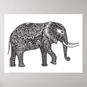 Stilisierte Fantasy Elephant Doodle 2 Poster