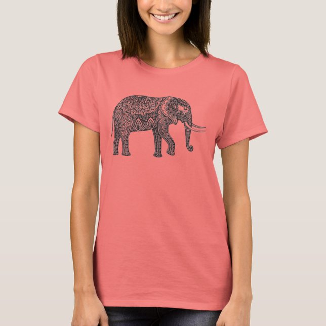 Stilisierte Fantasy Elephant Doodle T-Shirt (Vorderseite)