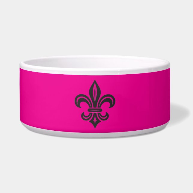 "Stilisierte Fleur-de-lis" Keramik-Haustier-Schale Napf (Vorderseite)
