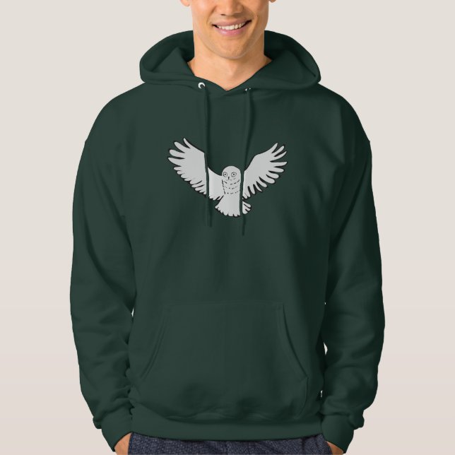 Stilisierte fliegende Snowy-Eule Hoodie (Vorderseite)