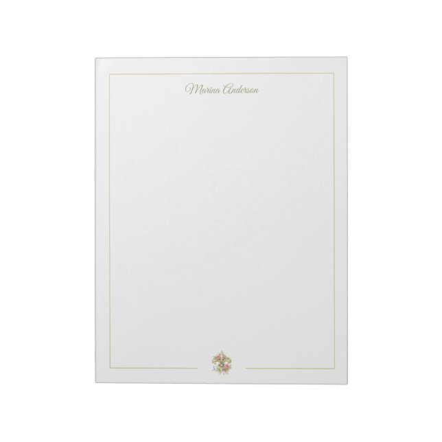 Stilisierte florale Fleur de Lys personalisierte N Notizblock (Rotiert)