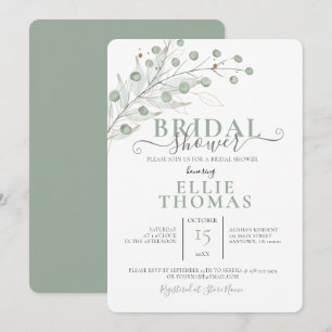 Stilisierte gedämpfte grüne botanische Bridal Show Einladung