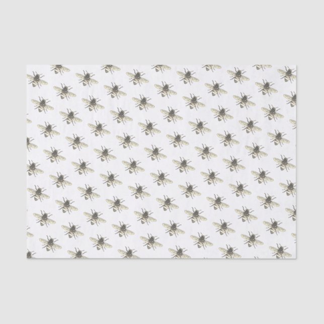 Stilisierte Honigbiene im Weißzettel Seidenpapier (Vorderseite)