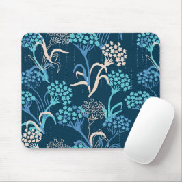 Stilisierte Hydrangea-Blumenmuster - Elegantes Bla Mousepad