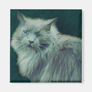 Stilisierte Katze #1 Grüner Twig-Magnet Magnet