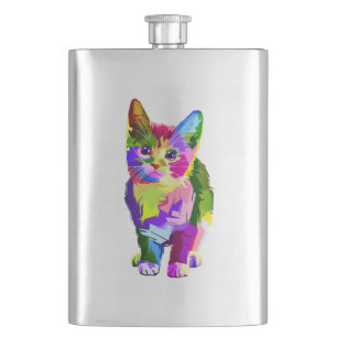 Stilisierte Kitten Prismatic Design-32345 Flachmann