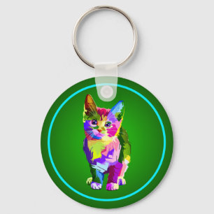 Stilisierte Kitten Prismatic Design-32345 Schlüsselanhänger