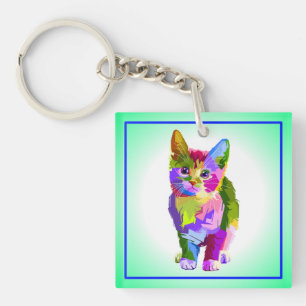 Stilisierte Kitten Prismatic Design-32345 Schlüsselanhänger