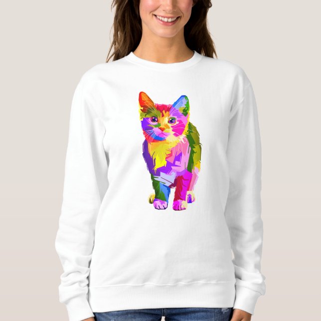 Stilisierte Kitten Prismatic Design-32345 Sweatshirt (Vorderseite)