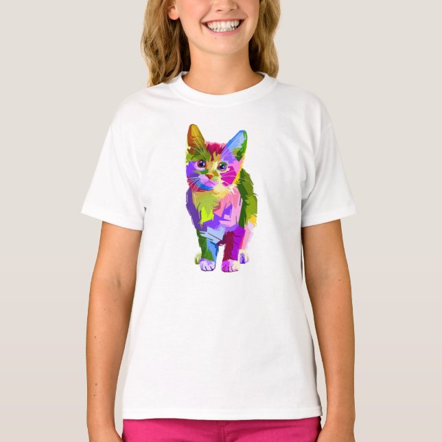 Stilisierte Kitten Prismatic Design-32345 T-Shirt (Vorderseite)