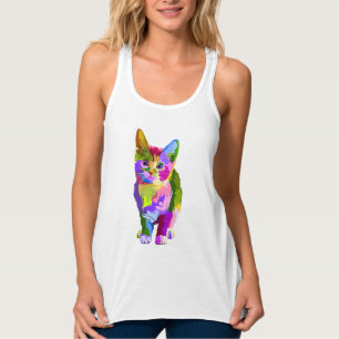 Stilisierte Kitten Prismatic Design-32345 Tank Top