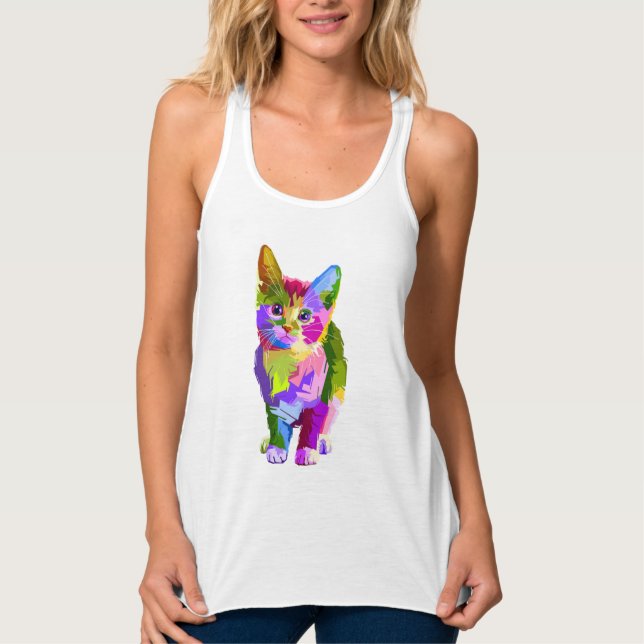 Stilisierte Kitten Prismatic Design-32345 Tank Top (Vorderseite)