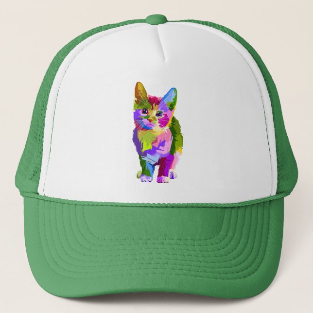 Stilisierte Kitten Prismatic Design-32345 Truckerkappe (Vorderseite)