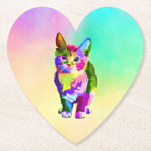 Stilisierte Kitten Prismatic Design-32345 Untersetzer