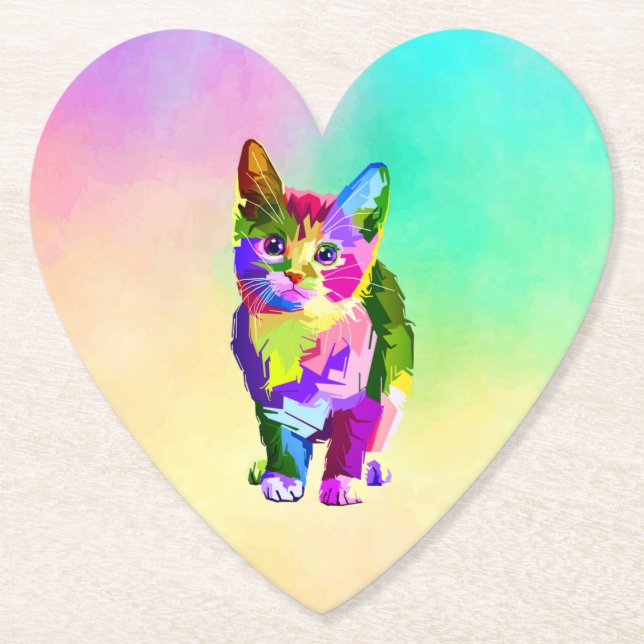 Stilisierte Kitten Prismatic Design-32345 Untersetzer (Vorderseite)