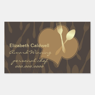 Stilisierte Koch-Hut & Golden Gabel & Spoon-Sticke Rechteckiger Aufkleber