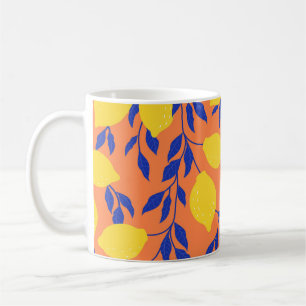 Stilisierte Lemons Vintag tropisches Muster Kaffeetasse