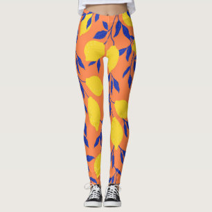 Stilisierte Lemons Vintag tropisches Muster Leggings