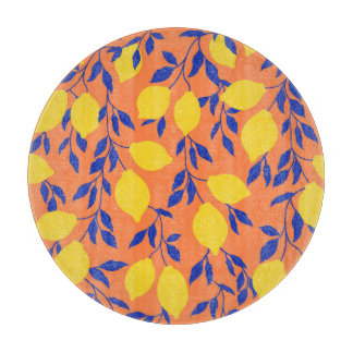 Stilisierte Lemons Vintag tropisches Muster Schneidebrett