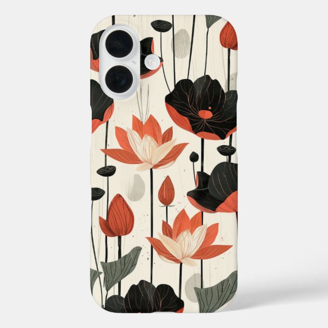 Stilisierte Lotus Case-Mate iPhone Hülle (Rückseite)