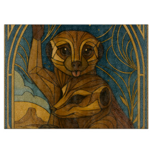 Stilisierte Meerkat Pair Under Starry Sky Schneidebrett