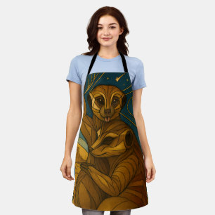 Stilisierte Meerkat Pair Under Starry Sky Schürze