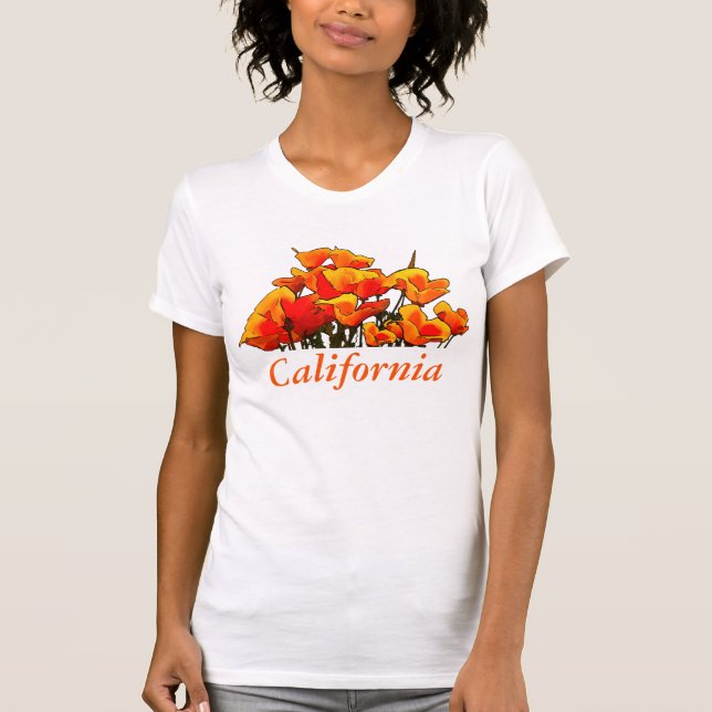 Stilisierte Mohnkunst, T - Shirt "California" (Vorderseite)