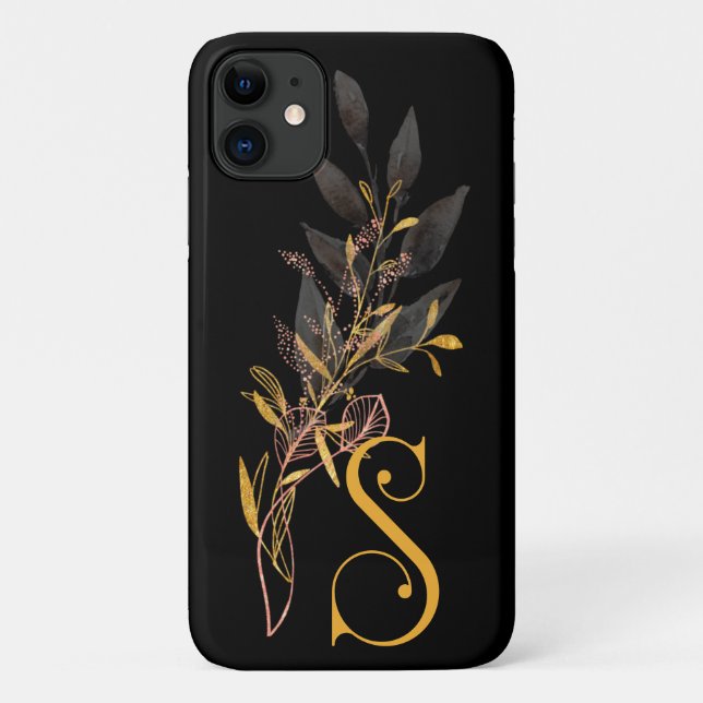 Stilisierte Monogramm aus Gold und Schwarz Case-Mate iPhone Hülle (Rückseite)