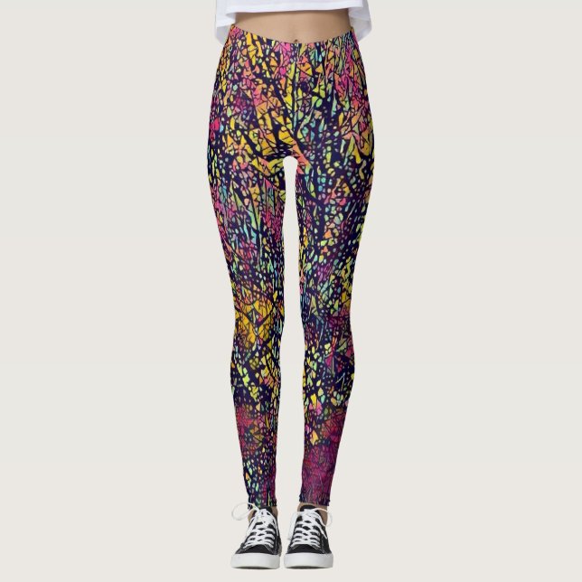 Stilisierte Mosaikblütenbaum-Leggings Leggings (Vorderseite)