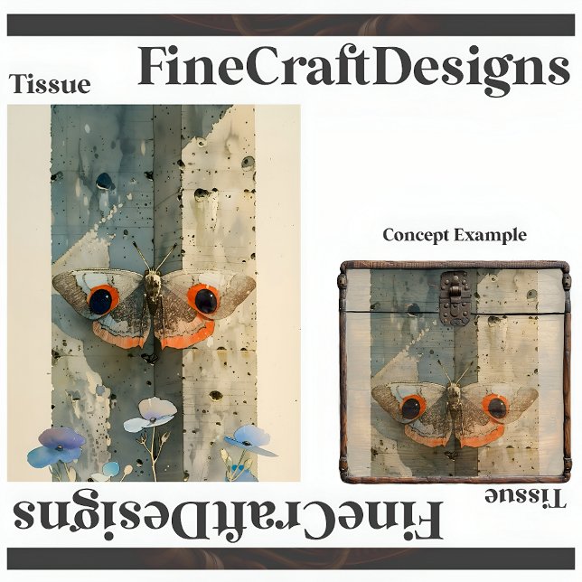 Stilisierte Moth-Blume Moderne Decoupage Verlassen Seidenpapier (Von Creator hochgeladen)