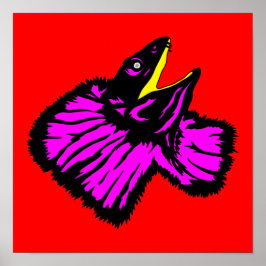 Stilisierte Neon Pink Frilled-NackenLizard Poster