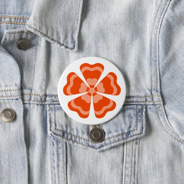 Stilisierte orange Retro-Blume  Button (Beispiel)
